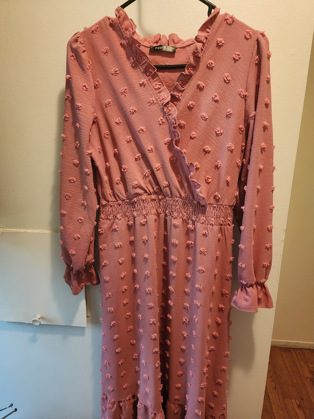 Pink Ruffle Wrap Midi Dress